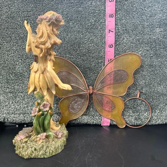 Vintage Fairy Mounted Cast Resin w Wings Tea Light Holder Hand Painted - Picture 10 of 14